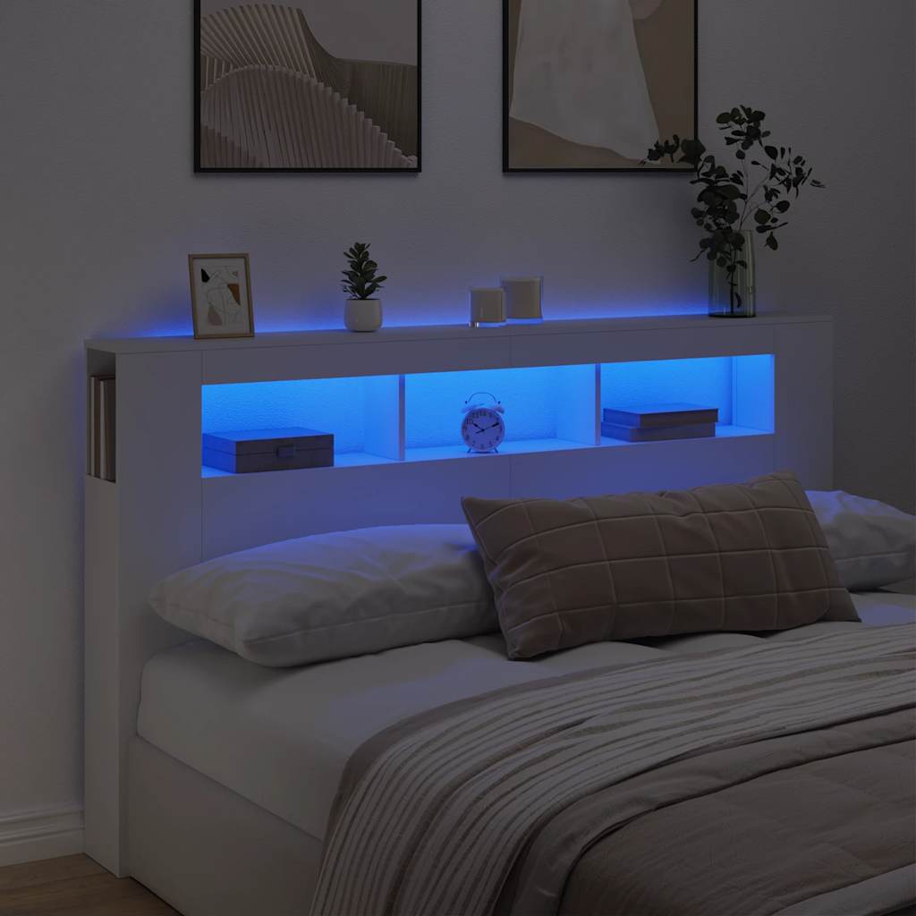 Vidaxl hoofdeinde met led 180x18,5x103,5 cm bewerkt hout wit