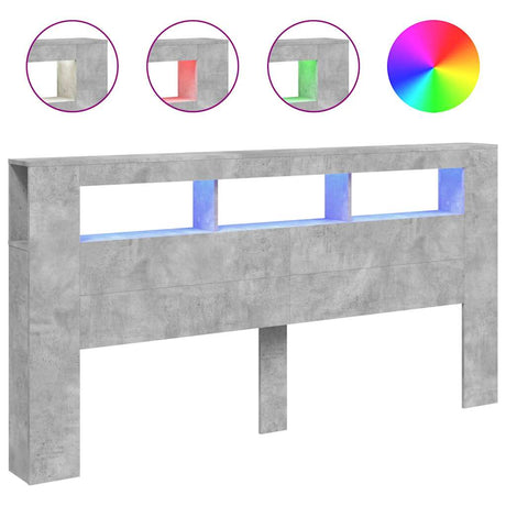 Vidaxl hoofdeinde met led 200x18,5x103,5 cm bewerkt hout betongrijs