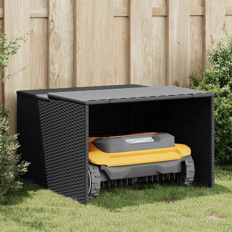 Vidaxl garage voor robotmaaier 86x90x52 57 cm poly rattan zwart
