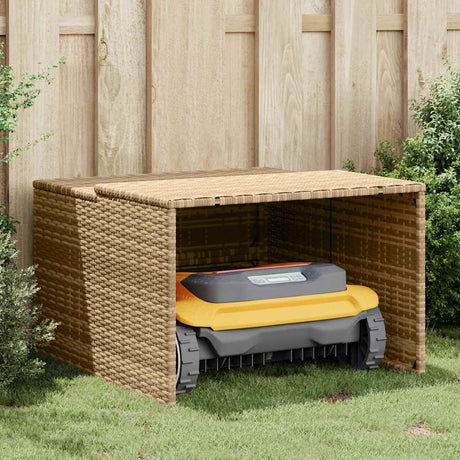 Vidaxl garage voor robotmaaier 86x90x52 57 cm poly rattan beige