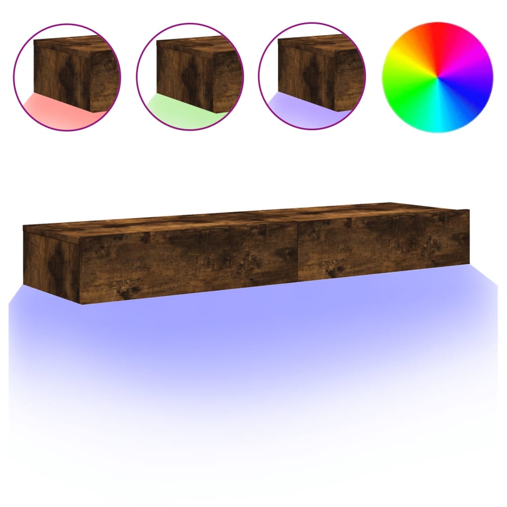 Vidaxl tv-meubels 2 st met led 60x35x15,5 cm gerookt eikenkleur