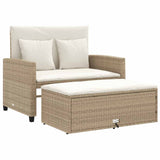 Vidaxl tuinbank 2-zits met kussens poly rattan beige