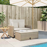 Vidaxl tuinbank 2-zits met kussens poly rattan beige