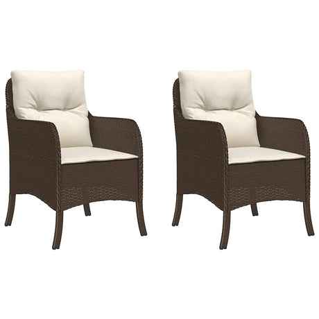Vidaxl tuinstoelen 2 st met kussens poly rattan bruin