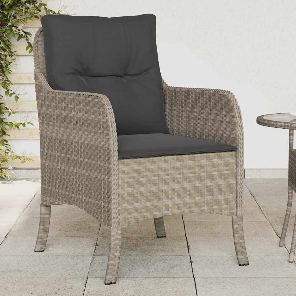 Vidaxl tuinstoelen 2 st met kussens poly rattan lichtgrijs