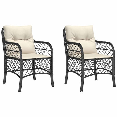 Vidaxl tuinstoelen 2 st met kussens poly rattan zwart