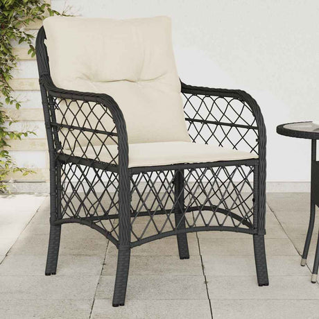 Vidaxl tuinstoelen 2 st met kussens poly rattan zwart