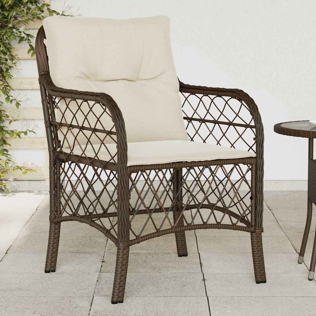 Vidaxl tuinstoelen 2 st met kussens poly rattan bruin