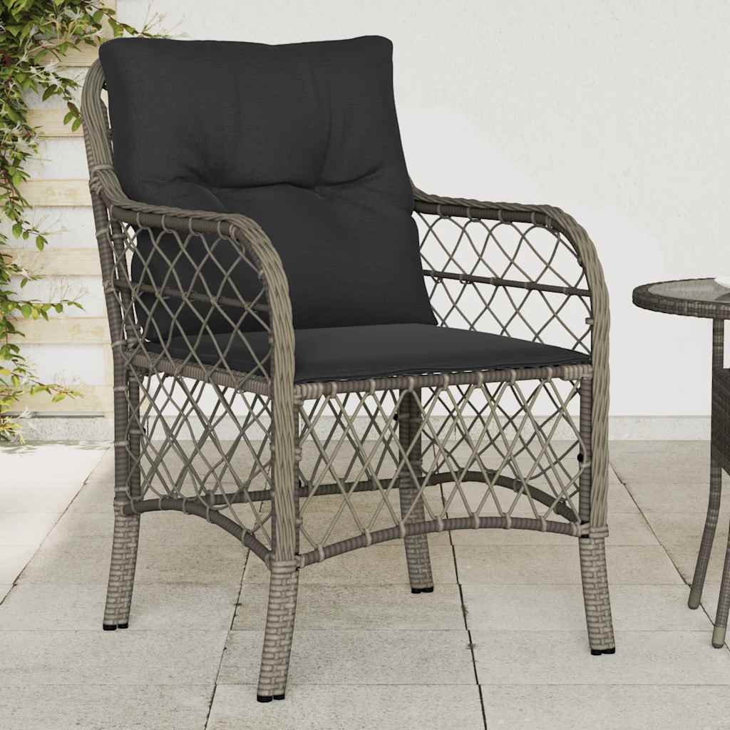 Vidaxl tuinstoelen 2 st met kussens poly rattan grijs