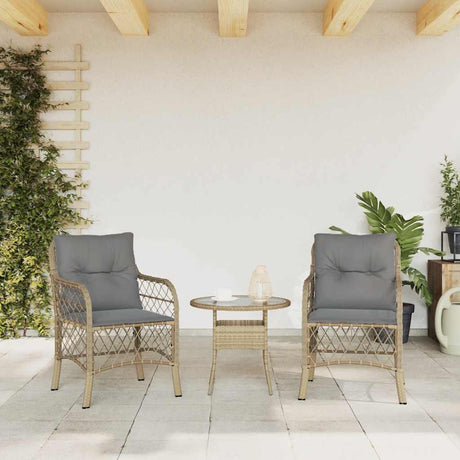 Vidaxl tuinstoelen 2 st met kussens poly rattan gemengd beige