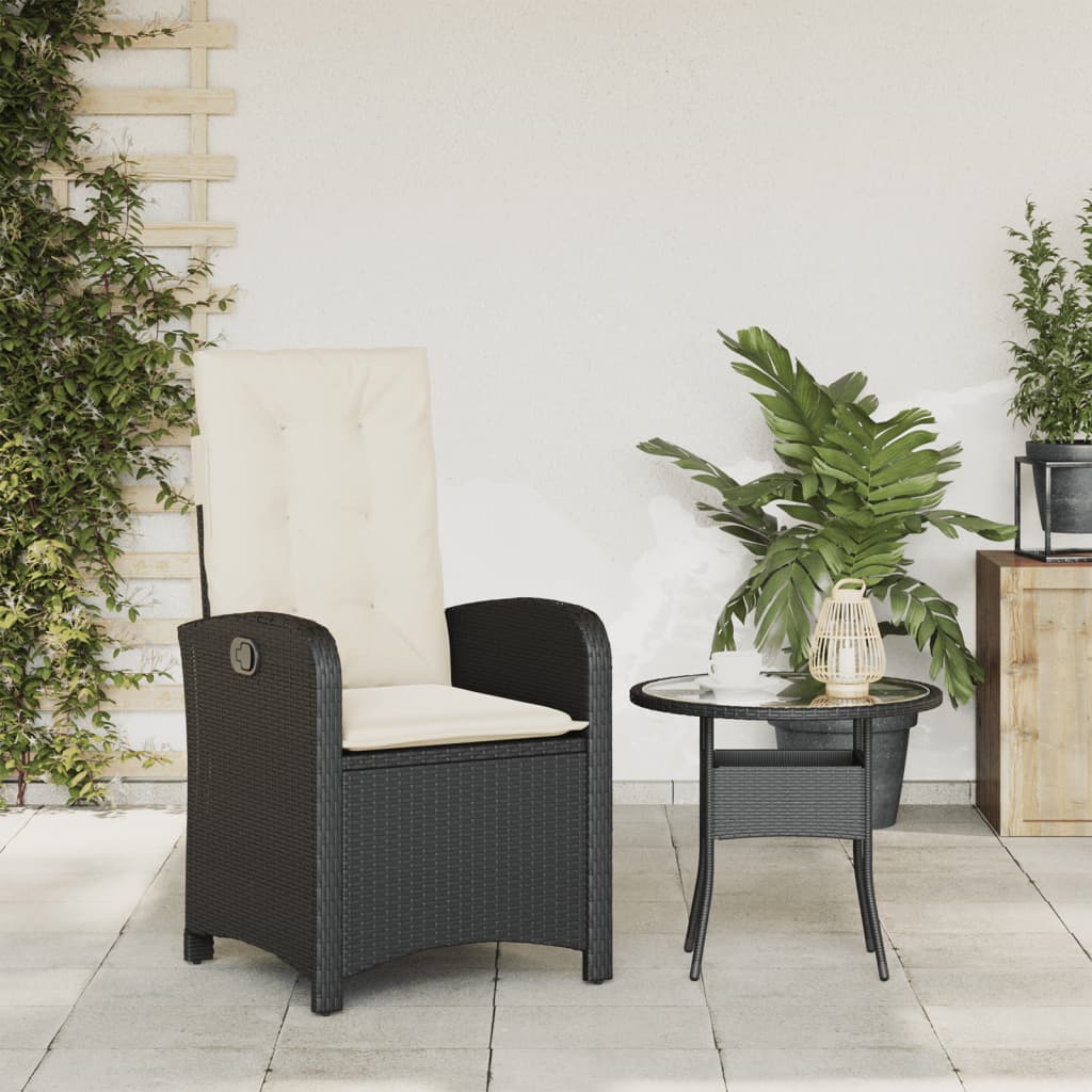 Vidaxl tuinstoel verstelbaar met kussens poly rattan zwart