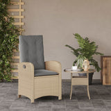 Vidaxl tuinstoel verstelbaar met kussens poly rattan gemengd beige