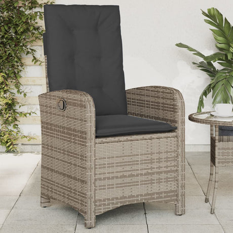 Vidaxl tuinstoelen 2 st verstelbaar met kussens poly rattan grijs
