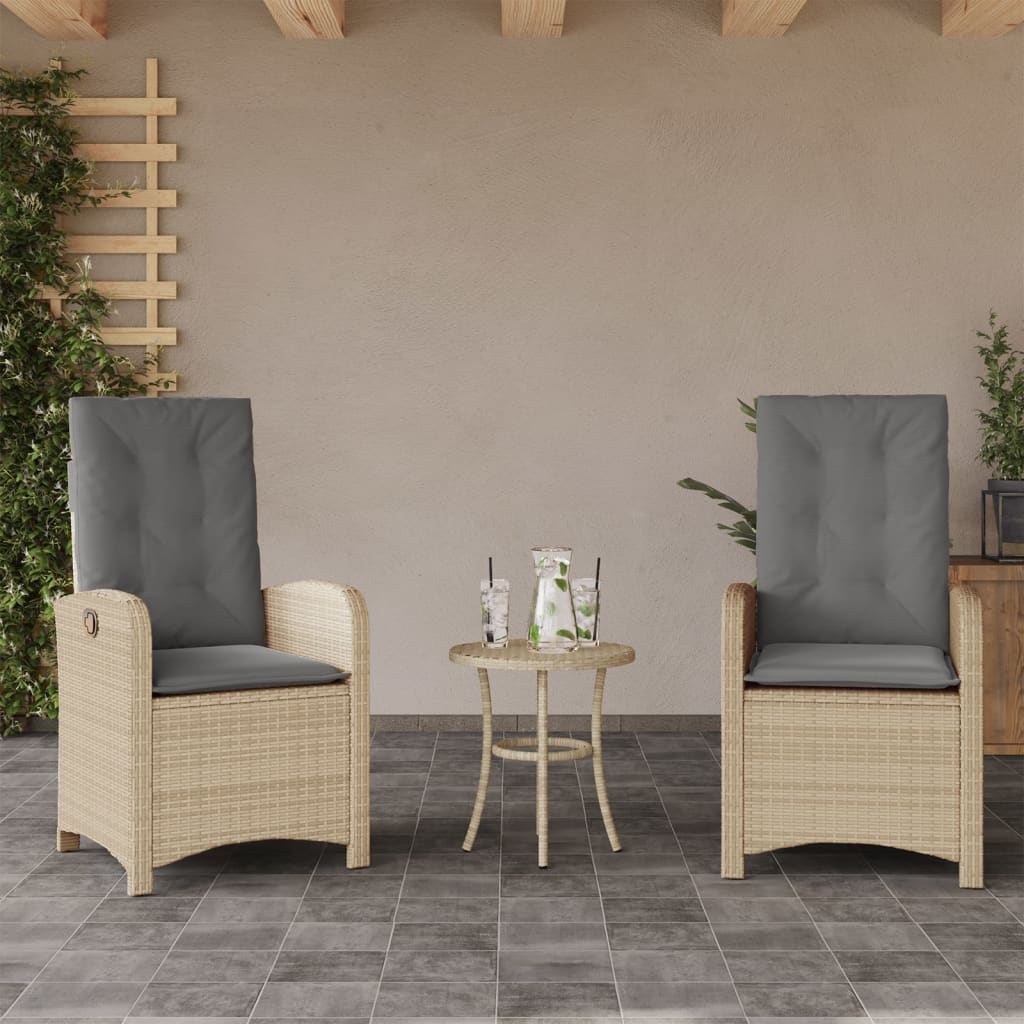 Vidaxl tuinstoelen 2 st verstelbaar kussens poly rattan gemengd beige