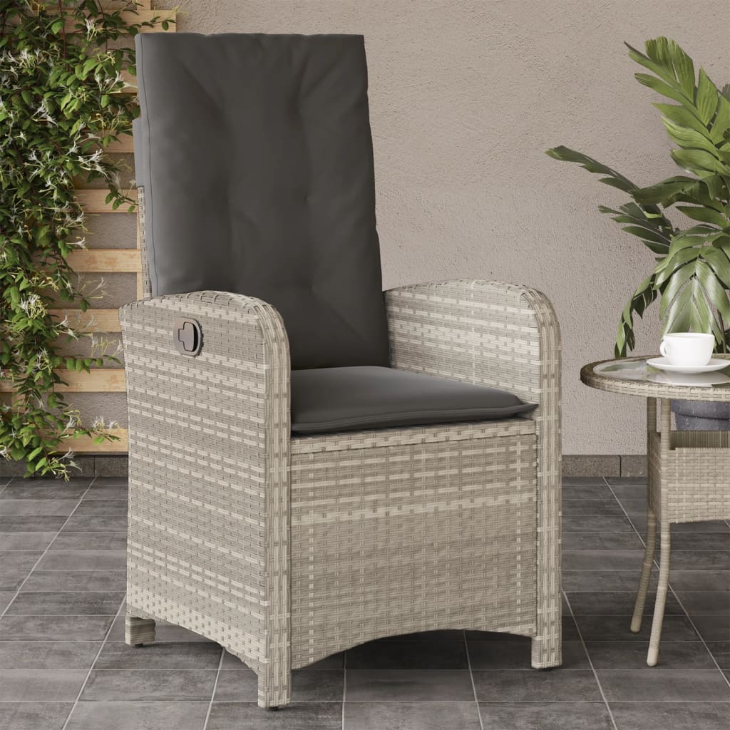 Vidaxl tuinstoelen 2 st verstelbaar met kussens poly rattan lichtgrijs
