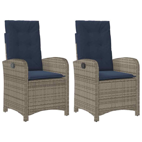 Vidaxl tuinstoelen 2 st verstelbaar met kussens poly rattan grijs