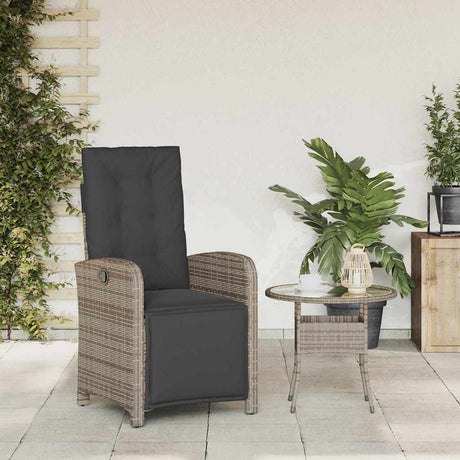 Vidaxl tuinstoel verstelbaar met voetensteun poly rattan grijs