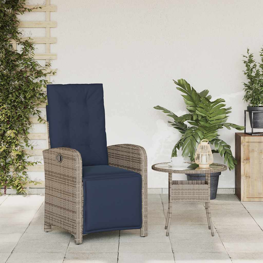 Vidaxl tuinstoel verstelbaar met voetensteun poly rattan grijs