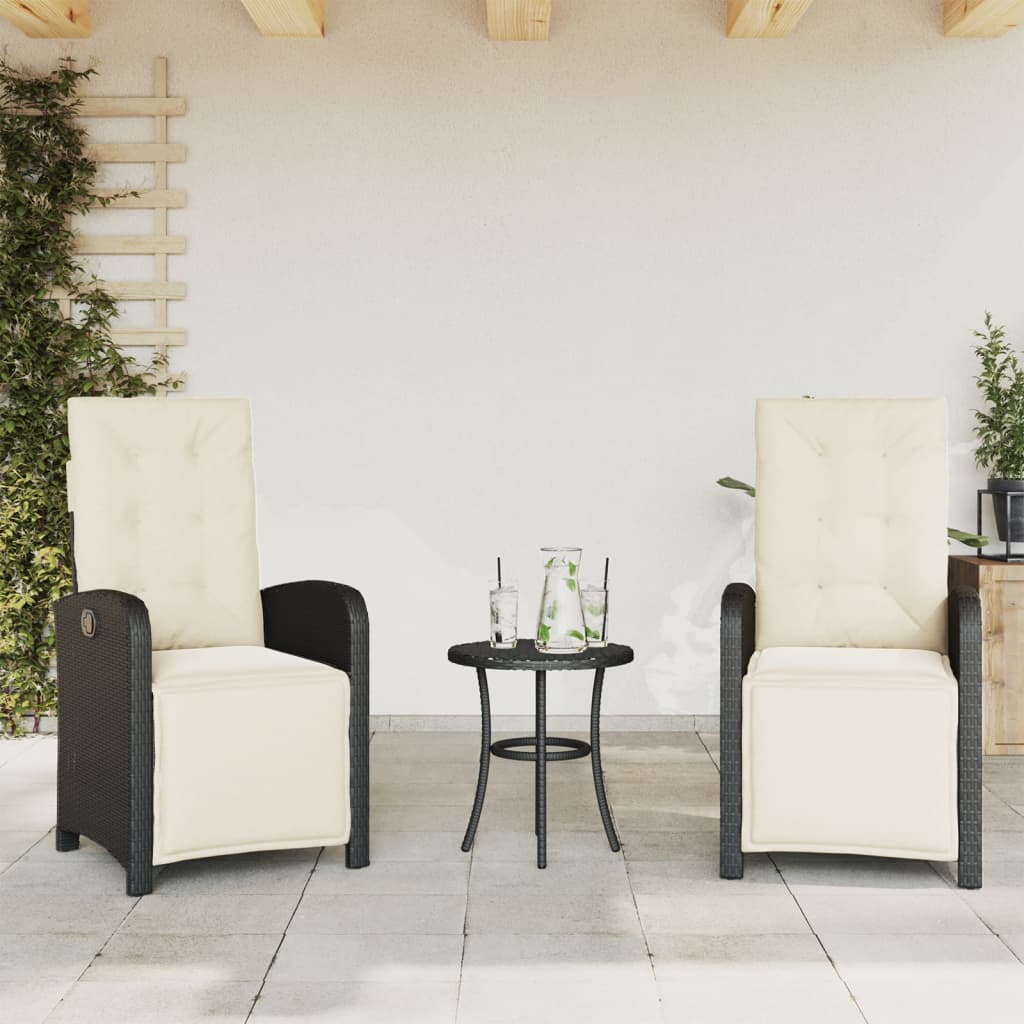 Vidaxl tuinstoelen 2 st verstelbaar met voetensteun poly rattan zwart