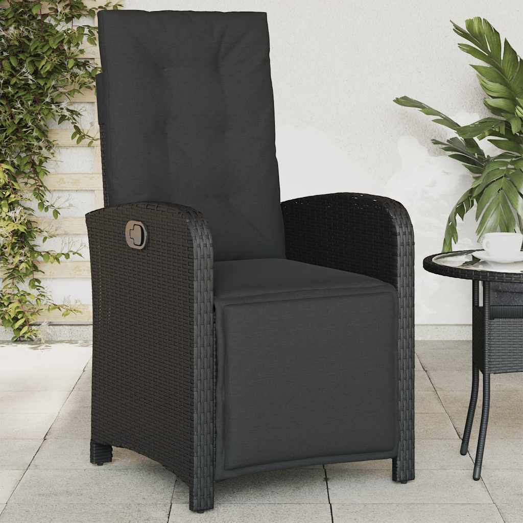 Vidaxl tuinstoelen 2 st verstelbaar met voetensteun poly rattan zwart