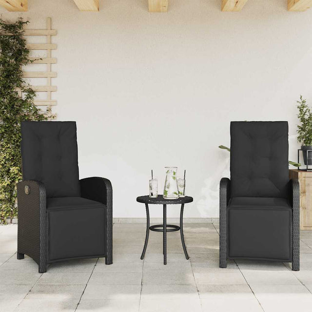 Vidaxl tuinstoelen 2 st verstelbaar met voetensteun poly rattan zwart