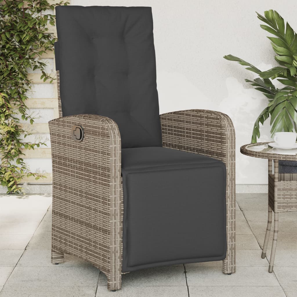 Vidaxl tuinstoelen 2 st verstelbaar met voetensteun poly rattan grijs