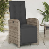 Vidaxl tuinstoelen 2 st verstelbaar met voetensteun poly rattan grijs
