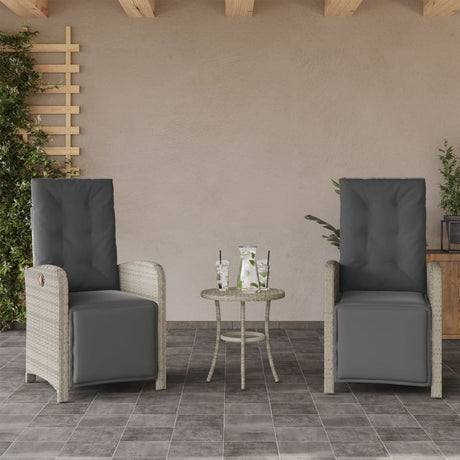Vidaxl 3-delige bistroset met kussens poly rattan lichtgrijs