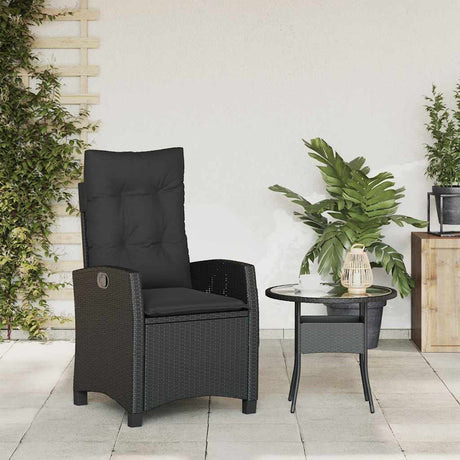Vidaxl tuinstoel verstelbaar met kussens poly rattan zwart