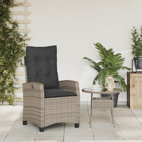 Vidaxl tuinstoel verstelbaar met kussens poly rattan grijs