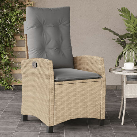 Vidaxl tuinstoel verstelbaar met kussens poly rattan gemengd beige