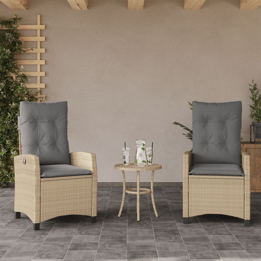 Vidaxl tuinstoelen 2 st verstelbaar kussens poly rattan gemengd beige