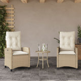 Vidaxl 3-delige bistroset met kussens poly rattan beige