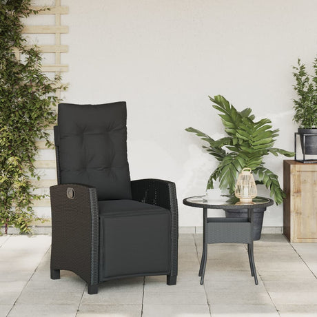 Vidaxl tuinstoel verstelbaar met voetensteun poly rattan zwart