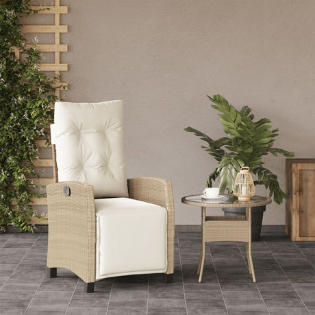 Vidaxl tuinstoel verstelbaar met voetensteun poly rattan beige