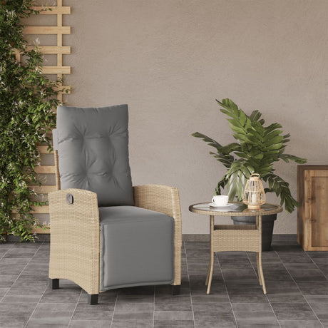 Vidaxl tuinstoel verstelbaar met voetensteun poly rattan gemengd beige