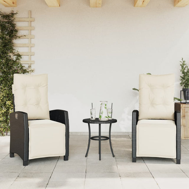 Vidaxl tuinstoelen 2 st verstelbaar met voetensteun poly rattan zwart