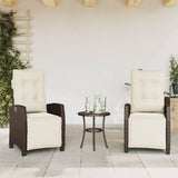 Vidaxl 3-delige bistroset met kussens poly rattan bruin