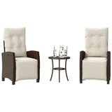 Vidaxl 3-delige bistroset met kussens poly rattan bruin