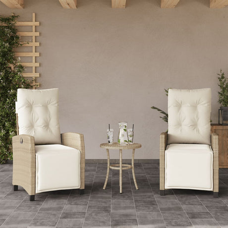 Vidaxl 3-delige bistroset met kussens poly rattan beige
