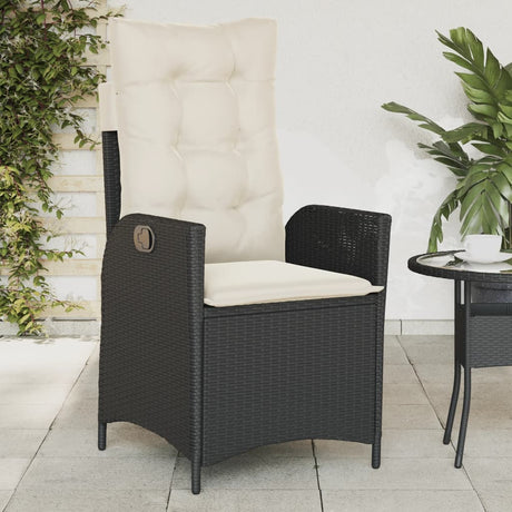 Vidaxl tuinstoel verstelbaar met kussens poly rattan zwart