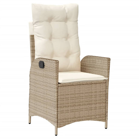 Vidaxl tuinstoel verstelbaar met kussens poly rattan beige