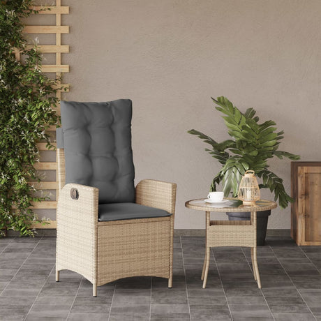Vidaxl tuinstoel verstelbaar met kussens poly rattan gemengd beige