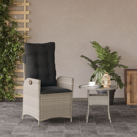 Vidaxl tuinstoel verstelbaar met kussens poly rattan lichtgrijs