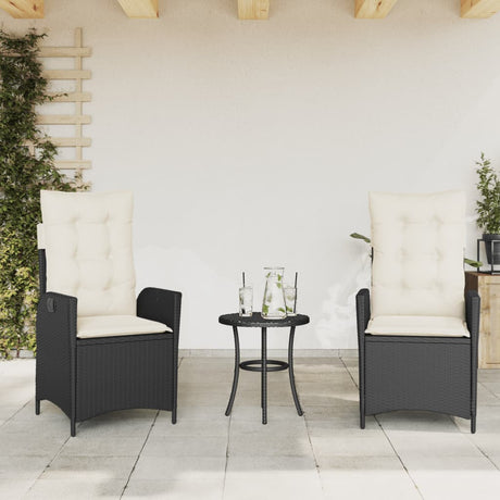 Vidaxl tuinstoelen 2 st verstelbaar met kussens poly rattan zwart