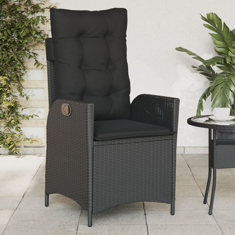 Vidaxl tuinstoelen 2 st verstelbaar met kussens poly rattan zwart