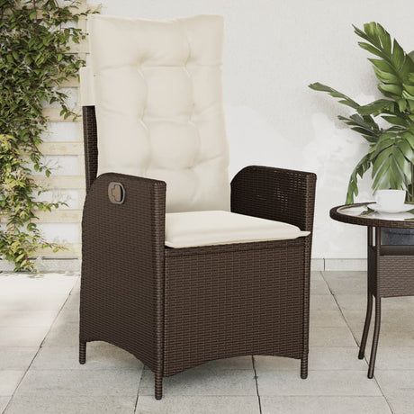 Vidaxl tuinstoelen 2 st verstelbaar met kussens poly rattan bruin