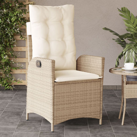 Vidaxl tuinstoelen 2 st verstelbaar met kussens poly rattan beige