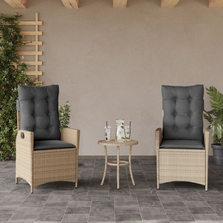 Vidaxl tuinstoelen 2 st verstelbaar kussens poly rattan gemengd beige