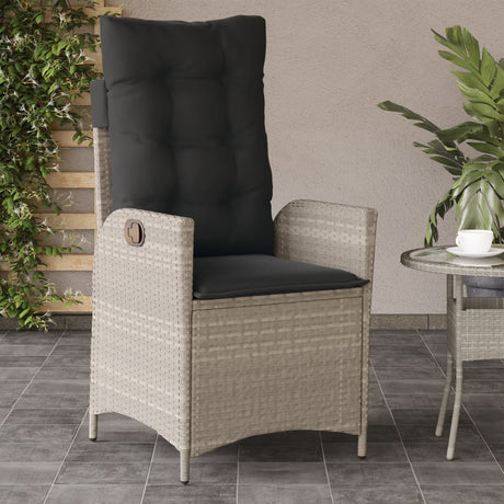 Vidaxl tuinstoelen 2 st verstelbaar met kussens poly rattan lichtgrijs